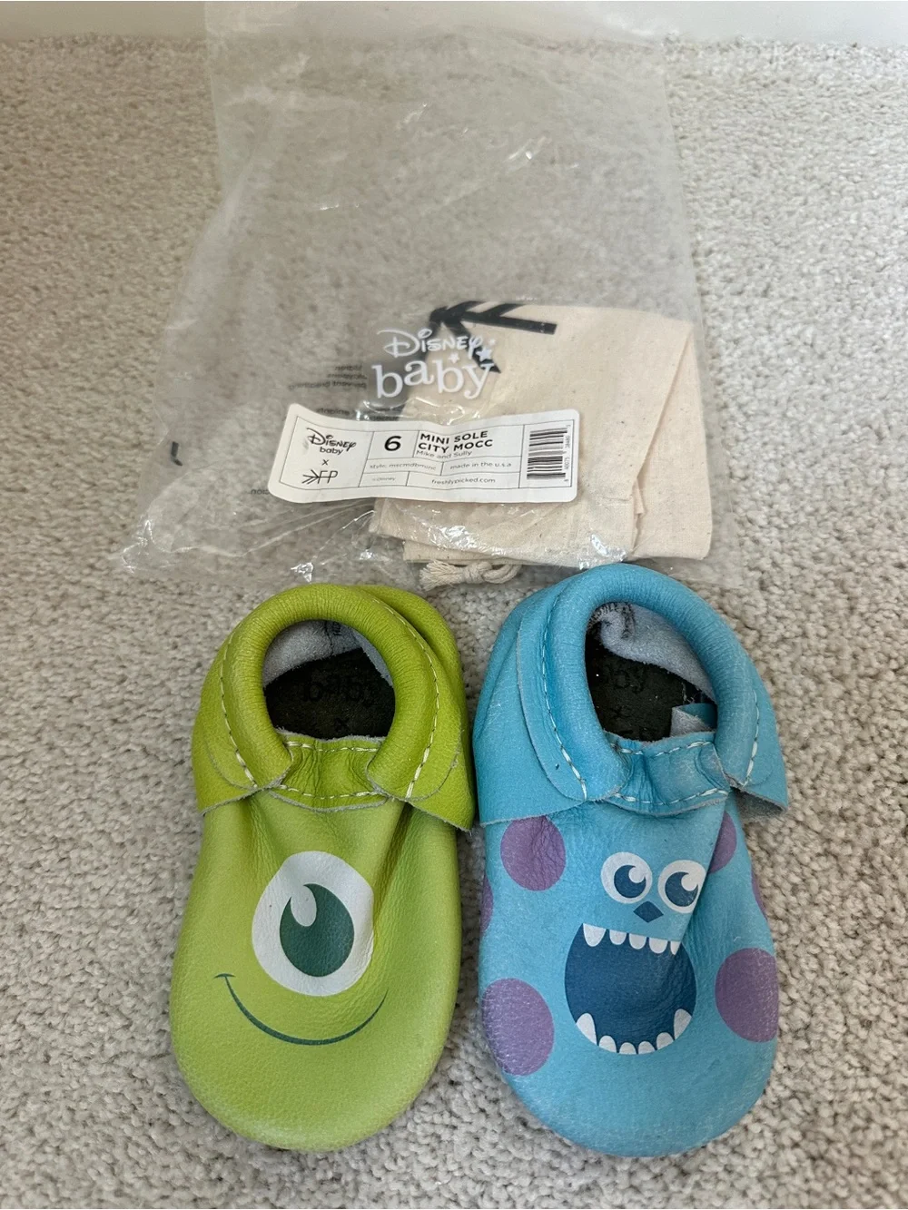 NWT Freshly Picked Disney Monsters, Inc. Inspired Kids Soft-Soled Shoes Size 6